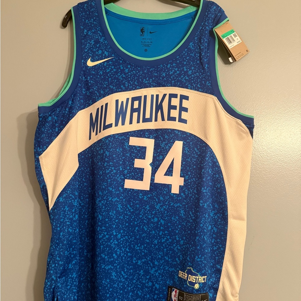 NBA Milwaukee Blue and White Basketball Jersey